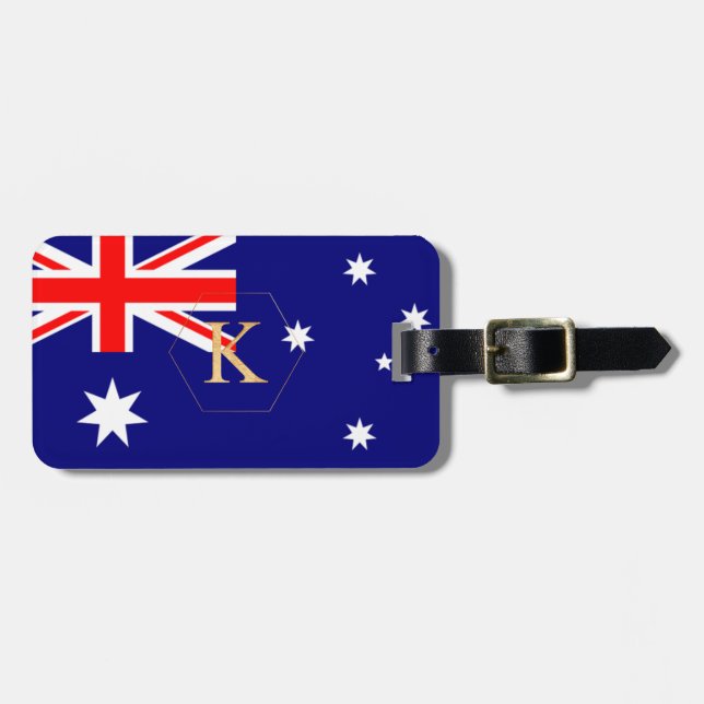 PIXDEZINES AUSTRALIAN FLAG + DIY MONOGRAM LUGGAGE TAG (Front Horizontal)