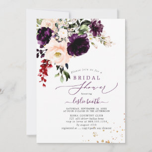 PixDezines Autumn Blush Aubergine H2 Flowers Invitation