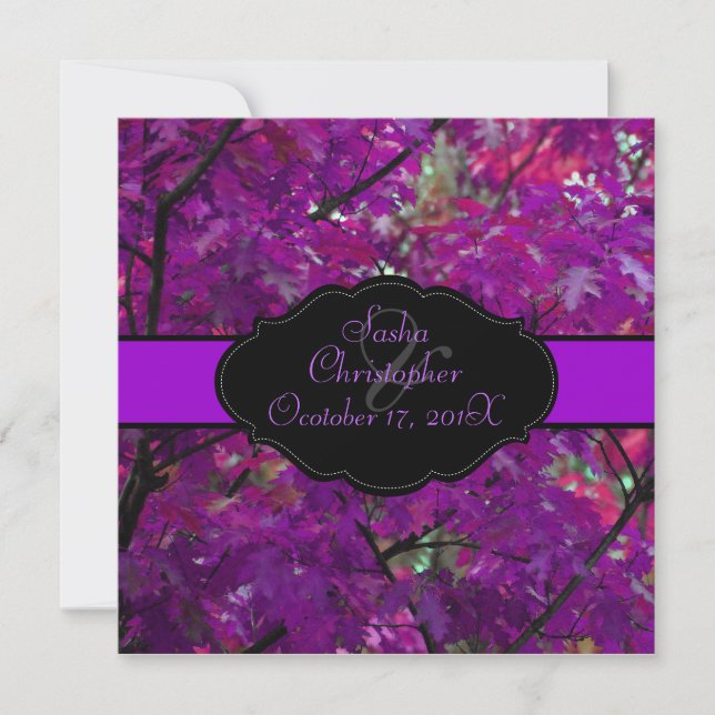 PixDezines Autumn Leaves/royal purple/DIY trim Invitation (Front)