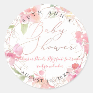 PixDezines Baby Shower, Floral Watercolor, Blush Classic Round Sticker