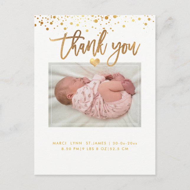 PixDezines Baby Shower Thank You/Dazzled Faux Gold Postcard (Front)