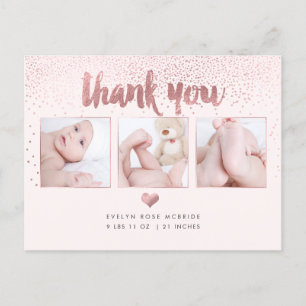 PixDezines Baby Shower Thank You/Faux Rose Gold Postcard