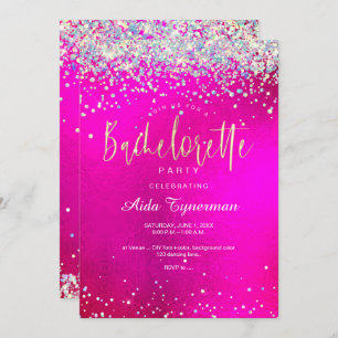 PixDezines Bachelorette Party Holographic Confetti Invitation
