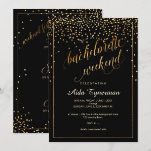 PixDezines Bachelorette Weekend Faux Gold Confetti Invitation