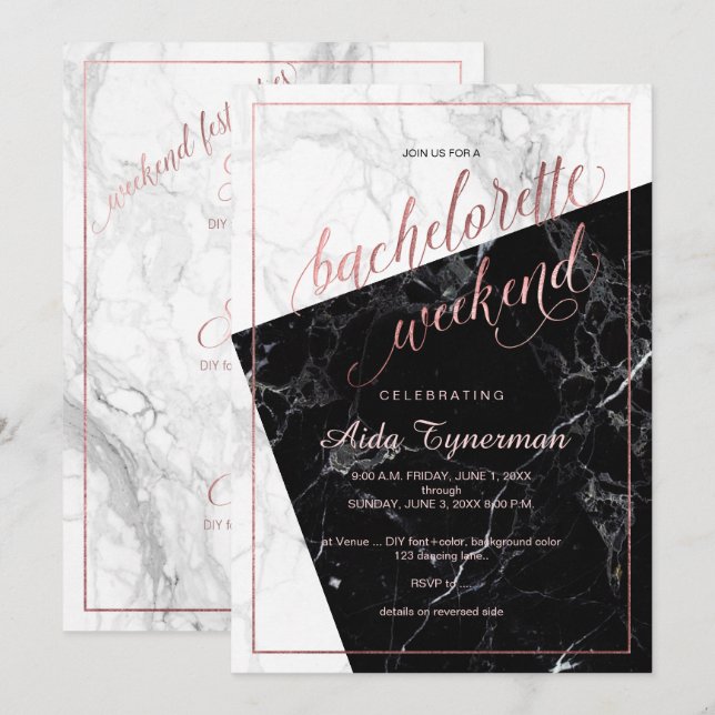 PixDezines Bachelorette Weekend Faux Rose Gold Invitation (Front/Back)