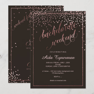 PixDezines Bachelorette Weekend Faux Rose Gold Invitation