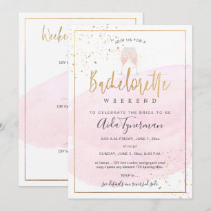 PixDezines Bachelorette Weekend Pink Watercolor Invitation