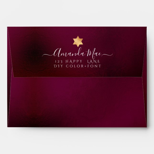 PixDezines Back Flap Return Address, Burgundy Envelope (Back (Top Flap))