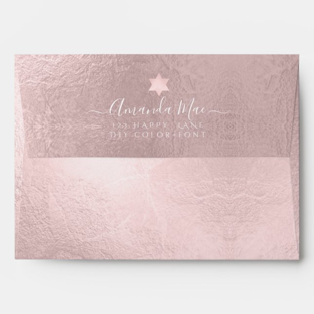 PixDezines Back Flap Return Address, Rose Gold Envelope (Back (Top Flap))