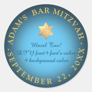 PixDezines Bar Mitzvah/Bat Mitzvah/DIY colour Classic Round Sticker