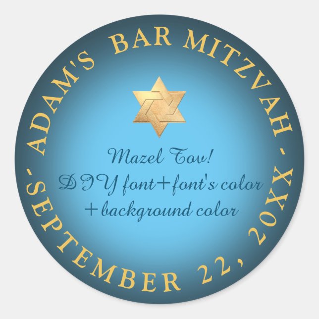 PixDezines Bar Mitzvah/Bat Mitzvah/DIY colour Classic Round Sticker (Front)