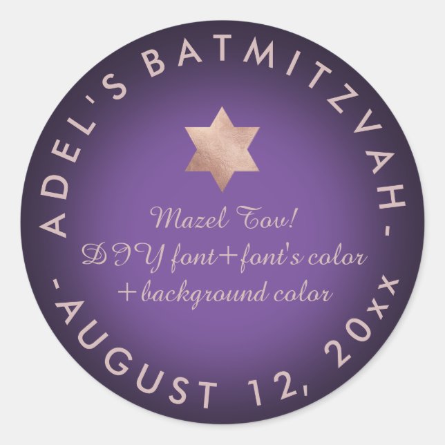 PixDezines Bar Mitzvah/Bat Mitzvah/DIY colour Classic Round Sticker (Front)