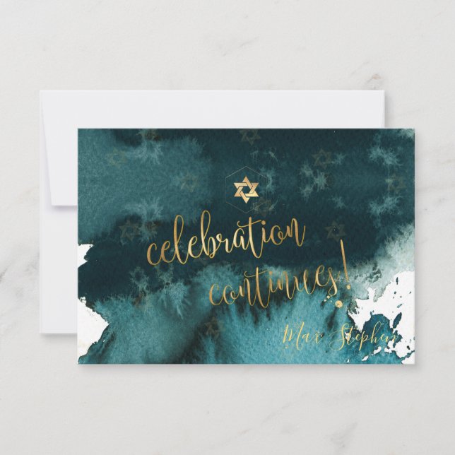 PixDezines Bar Mitzvah Celebration Cards ✡ Teal (Front)