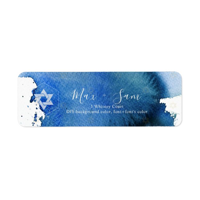 PixDezines Bar Mitzvah Navy Blue Watercolor (Front)