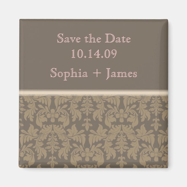 PixDezines baroque damask, diy save the date Magnet (Front)