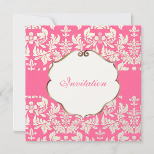 PixDezines Baroque Damask/Pink/DIY colour Invitation