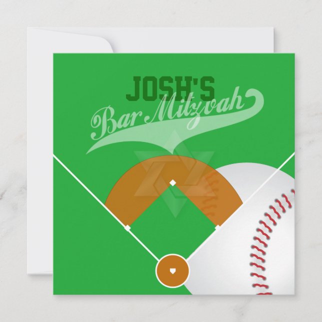 PixDezines ✡ Baseball Diamond/ Bar Mitzvah Invitation (Front)