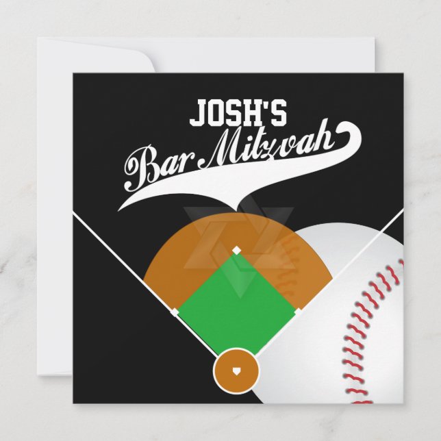 PixDezines ✡ Baseball Diamond/ Bar Mitzvah Invitation (Front)
