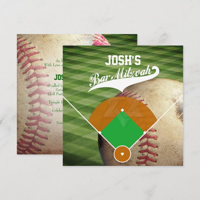 PixDezines ✡ Baseball Diamond/ Bar Mitzvah Invitation (Front/Back)