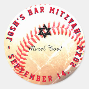 PixDezines Baseball Mitzvah Classic Round Sticker