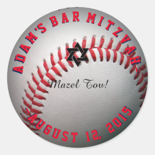 PixDezines Baseball Mitzvah Classic Round Sticker
