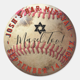 PixDezines Baseball Mitzvah Classic Round Sticker