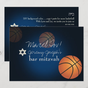 ✡ PixDezines BASKETBALL BAR MITZVAH/DIY COLOR Invitation
