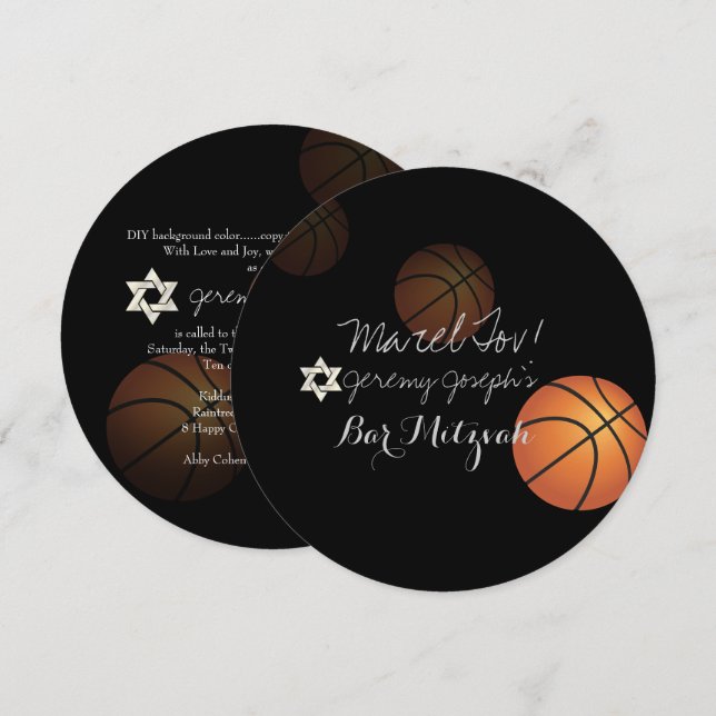 PixDezines Basketball Bar Mitzvah/DIY Colour Invitation (Front/Back)