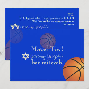 ✡ PixDezines Basketball Bar Mitzvah/DIY Colour Invitation
