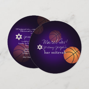 PixDezines Basketball Bar Mitzvah/DIY Colour Invitation