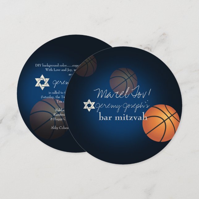 PixDezines Basketball Bar Mitzvah/DIY Colour Invitation (Front/Back)