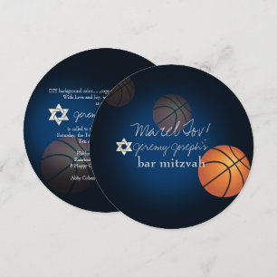 PixDezines Basketball Bar Mitzvah/DIY Colour Invitation