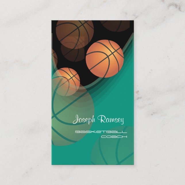 PixDezines Basketball Coach/DIY background colour Business Card (Front)