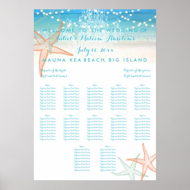 PixDezines Beach/Chadeliers/Seating Chart (Front)