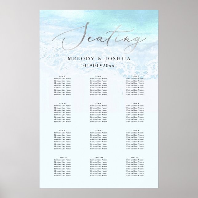 PixDezines Beach Elegant Calligraphy, Seating Poster (Front)