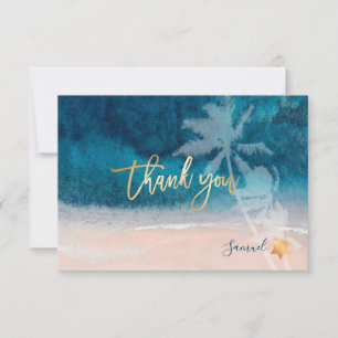PixDezines Beach Palm Trees Bar Mitzvah Thank You Invitation