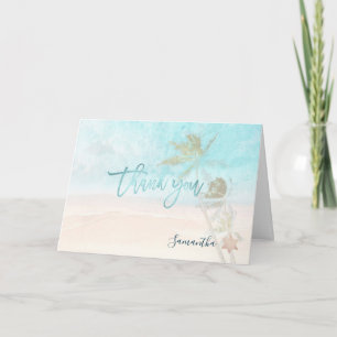 PixDezines Beach Palm Trees Mitzvah Thank You Card