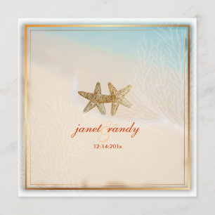 PixDezines beach+starfish+coral Invitation