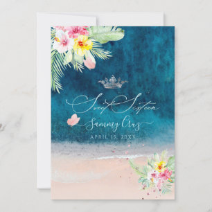 PixDezines Beach Sweet Sixteen Deep Blue Sea Invitation