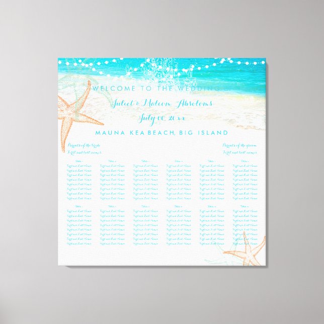 PixDezines beach/wedding seating chart Canvas Print (Front)