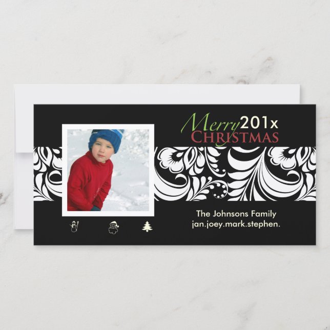 PixDezines Bellissimo Damask, christmas Holiday Card (Front)