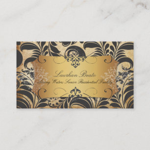 PixDezines Bellissimo damask/faux parchment Business Card
