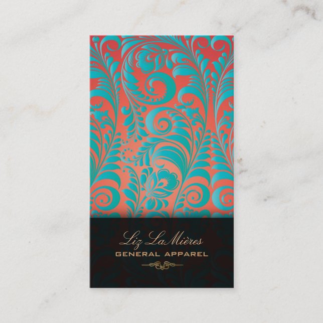 PixDezines Bellissimo Vintage Damask Business Card (Front)