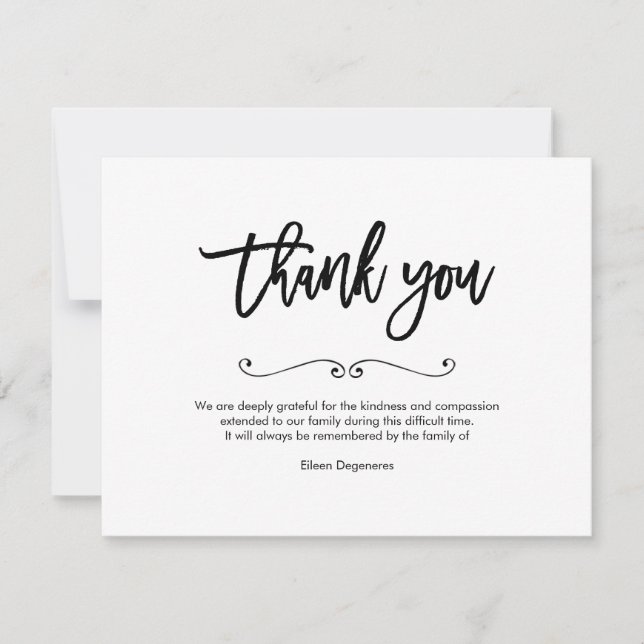 PixDezines Bereavement Thank You, after funeral Thank You Card (Front)