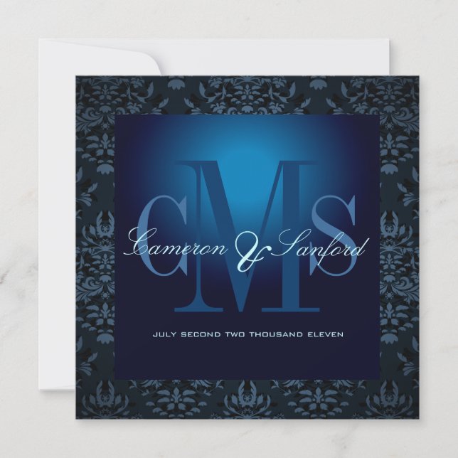 PixDezines bijoux damask /blue sapphire Invitation (Front)