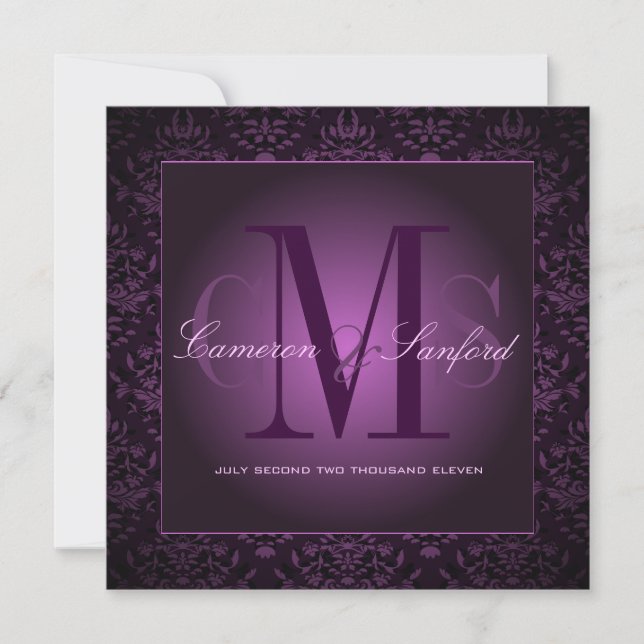 PixDezines BIJOUX DAMASK/DARK PURPLE/PLUM Invitation (Front)