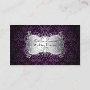PixDezines bijoux damask faux silver/plum Business Card