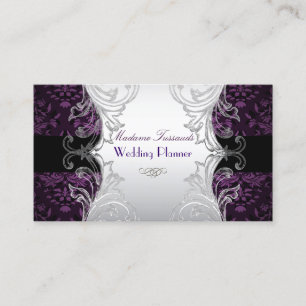 PixDezines bijoux damask faux silver/purple Business Card