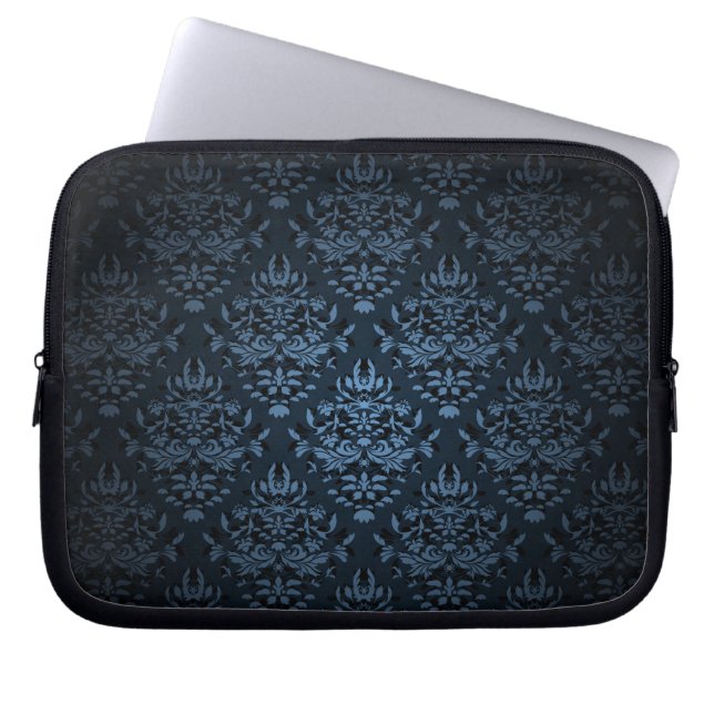 PixDezines Bijoux Damask, slate blue Laptop Sleeve (Front)