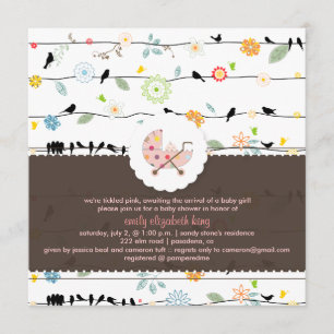 PixDezines Birds On Wires+Minidots baby shower/DIY Invitation